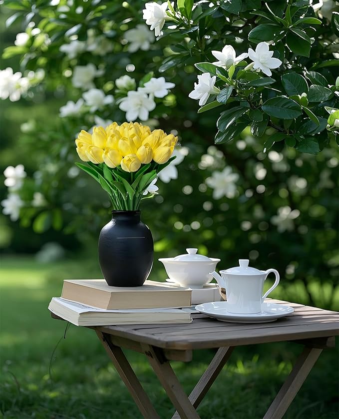 15pcs Artificial Tulips Flowers Real Touch Latex Bouquet Fake Tulips for Office Wedding Party Home Kitchen Garden Decoration