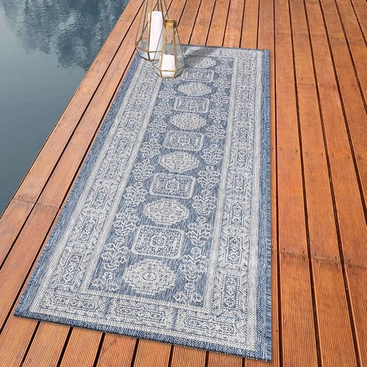 Keen Home Design Terrace Outdoor Runner Rug - 2x10 Washable Indoor/Outdoor Rug for Patio, Kitchen, Balcony, Beach, Garden, Deck and Porch, Size: 2'2"x9'11"