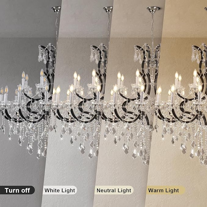 Large Black Crystal Chandelier Light Fixtures, 24 Lights Modern Crystal Chandeliers for Hotel, Lobby, Foyer, Entryway Hall, Staircase High Ceiling 50'' Chandelier 2 Layers