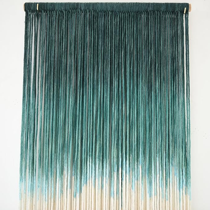 Macrame Wall Hanging Green Boho Handmade Ombre Wall Art Decor for Living Room Bedroom Fiber Art 15''W*43''L