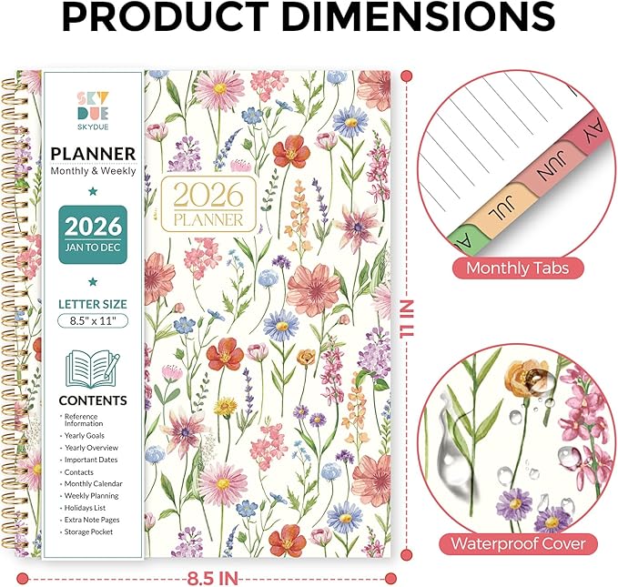 Planner 2026, 8.5" x 11" Monthly & Weekly Planner with Tabs, JAN - DEC 2026, Goal Setting & Time Management Organizer for Professionals & Students