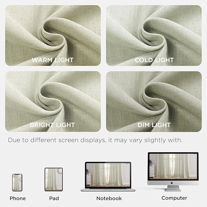 Joydeco Linen Curtains 108 Inch Length 2 Panel Sets,Light Filtering Curtains for Bedroom 52 Inch Wide Living Room Drapes with Back Tabs & Rod Pockets (W52 x L108 Inch, Oatmeal)