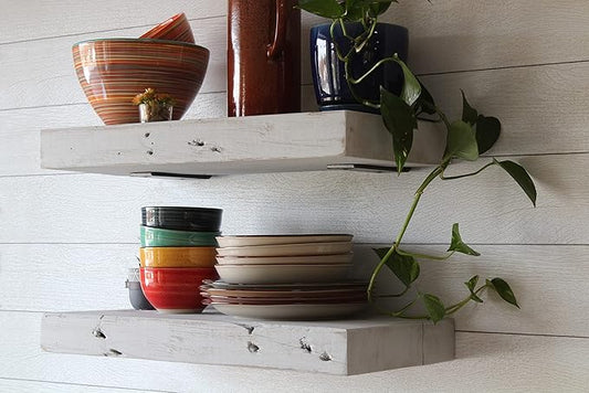 Urban Legacy Reclaimed Barn Joist Deep Floating Shelves | Deep Shelves with Low Profile Shelf Bracket with High Weight Capacity, Set of 2 (48" x 11" x 2.5", Rustic Gray)