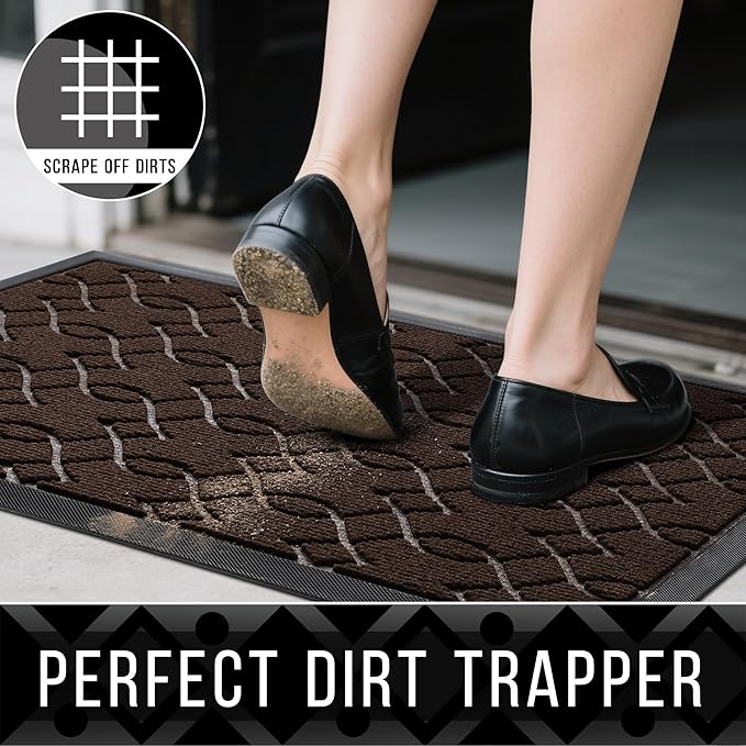 Yimobra Front Door Mat Outdoor Indoor 60x36, All-Season, All-Weather, Heavy Duty Welcome Door Mats Outside Entrance, Non Slip Porch Patio Entrance Mat, Coffee
