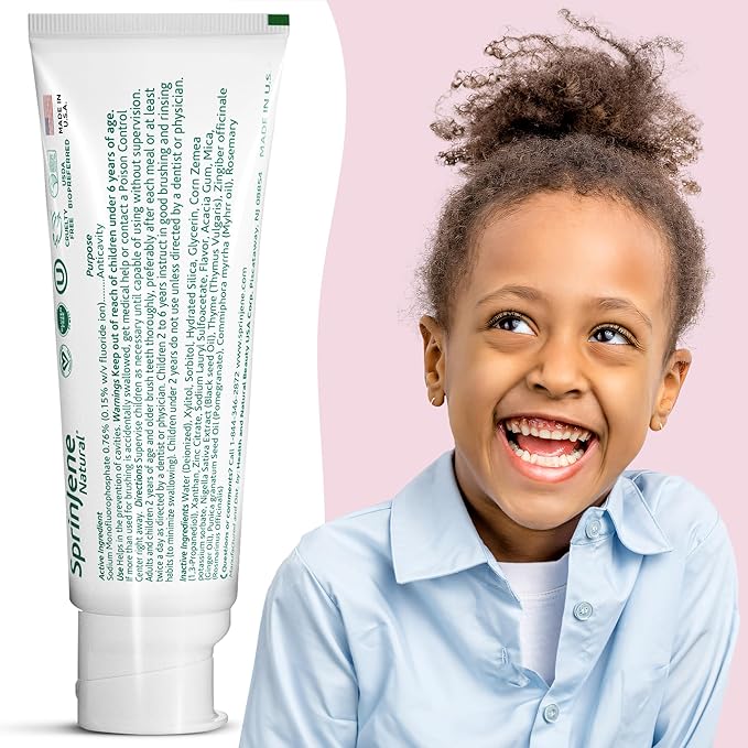 SprinJene Natural Kids Toothpaste, Bubblegum | Natural Children’s Toothpaste for Cavity Protection | Fluoride Toothpaste for Toddlers | 2 Pack