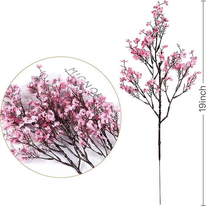 Sggvecsy 15 Pcs Babys Breath Artificial Flowers Gypsophila Bouquets Bulk Real Touch Fake Silk Flowers for Home Wedding DIY Floral Arrangement Kitchen Table Centerpiece Festival Decoration (Pink)