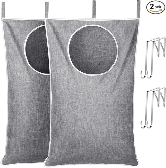 Lifewit 2 Pack Over Door Laundry Hamper, Large Collapsible Hanging Laundry Hamper, Hanging Laundry Basket Bag for Bathroom Bedroom Dirty Clothes Storage Organizer, Light Gray