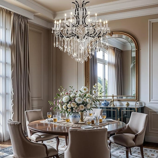 Large Black Crystal Chandelier Light Fixtures, 18 Lights Modern Crystal Chandeliers for Dining Room,Staircase Hallway Living Room Entryway,2 Layers 41'' Foyer Chandelier