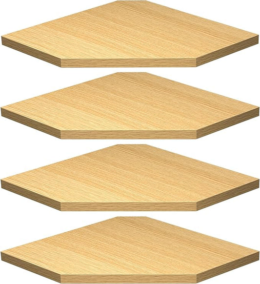 Corner Shelf Wall Mount, Corner Floating Shelves, Set of 4 Corner Wall Shelf Organizer, Rustic Wood Wall Storage Display Shelves for Living Room Bedroom Bathroom Kitchen, Oak