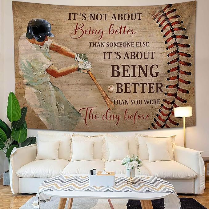 yowecso Baseball Tapestry Sport Theme Tapestry Wall Hanging for Bedroom Baseball Tapestries Aesthetic Wall Decor for Home Dorm Living Room 60"x90"