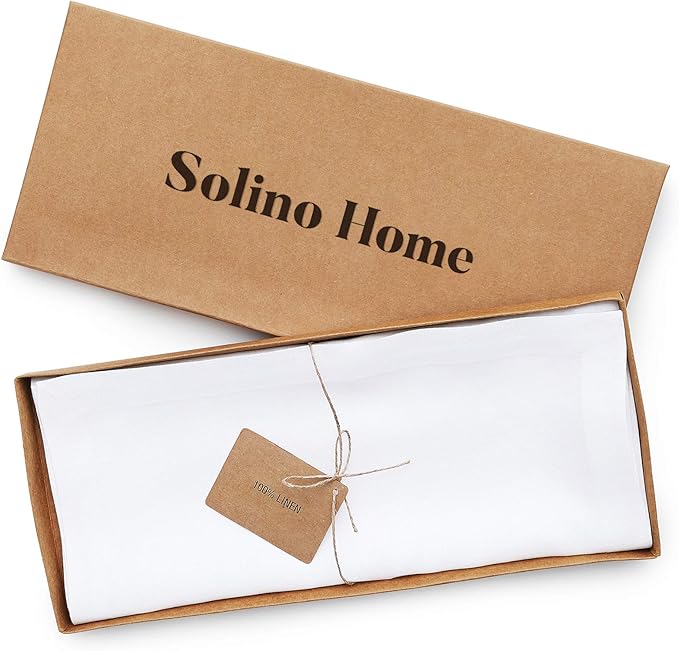 Solino Home Linen White Table Runner 90 Inches Long - 100% Pure Linen 14 x 90 Inch Table Runner for Dining, Fall, Autumn, Halloween, Thanksgiving - Fete