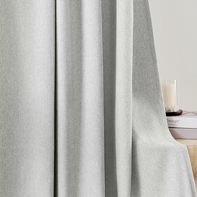 Joydeco Light Filtering Curtains 90 Inches Long for Bedroom Living Room, Faux Linen Curtains 90 Inch Length 2 Panels Set,Pinch Pleat Curtains for Bedroom Living Room(52x90 inch, Greyish White)