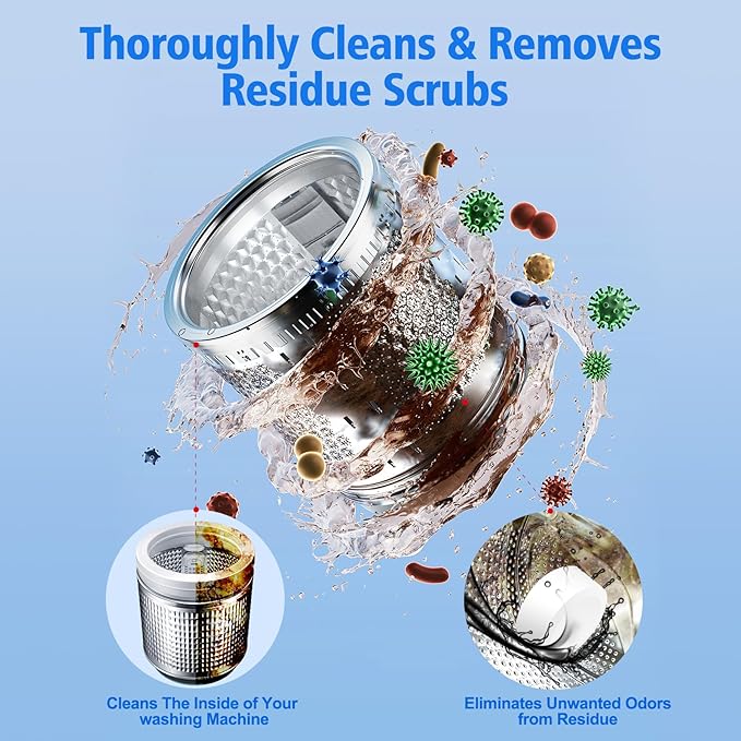 USKICH Washing Machine Cleaner Descaler 40 Pack-Deep Cleaning Tablets For HE Front Loader & Top Load Washer,Washer Machine Cleaning Tablets Clean Inside Drum and Laundry Tub Seal,Septic Safe