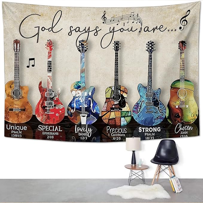 yowecso Musical Guitar Tapestry Rock Guitar Tapestry Wall Hanging for Bedroom Cool Rock Music Tapestries Aesthetic Wall Decor for Home Dorm Living Room 50"x60"
