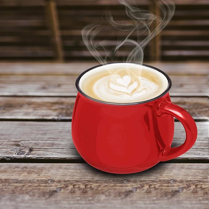 DISCOUNT PROMOS Glazed Campfire Coffee Mugs 12 oz. Set of 10, Bulk Pack - Perfect for Coffee, Tea, Espresso, Hot Cocoa, Other Beverages - Red