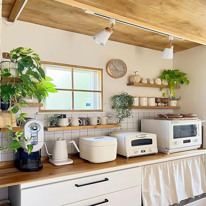 IAE Floating Wall Shelves 36 inch,Bathroom Shelves Wall Mounted,Invisible Shelves Floating Kitchen Shelves,Wooden Wall Shelves with Brackets for Living Room Wall Mounted,Easy Install,Set of 2,Natural