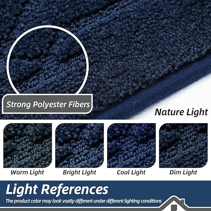 BEQHAUSE Dirt Trapper Door Mat 20" x 32", Doormat Non-Slip Entryway Rugs Washable, Dog Door Mat Stain Resistant and Absorbent Welcome Floor Mat for Front Back Door, Muddy Wet Shoes & Paws, Navy Blue