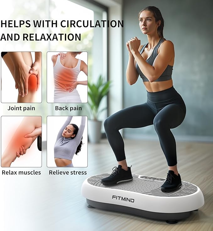 Vibration Plate Exercise Machine, 24" x 14" Extra-Large Vibration Plate for Lymphatic Drainage, Vibration Plates for Weight Loss, Relaxing, Recovery