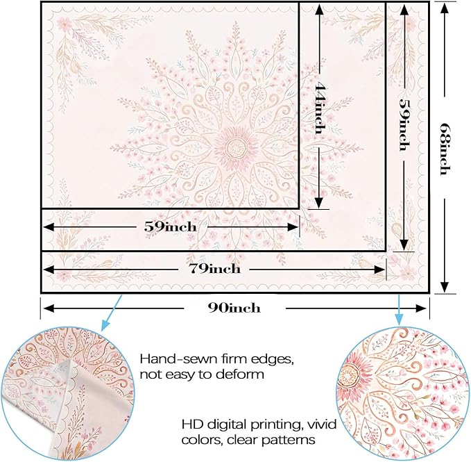 Lunerfex Floral Mandala Tapestry Boho Tapestry for Bedroom Pink Tapestries Wall Hanging Living Room Wall Art and Home Decor 70x90