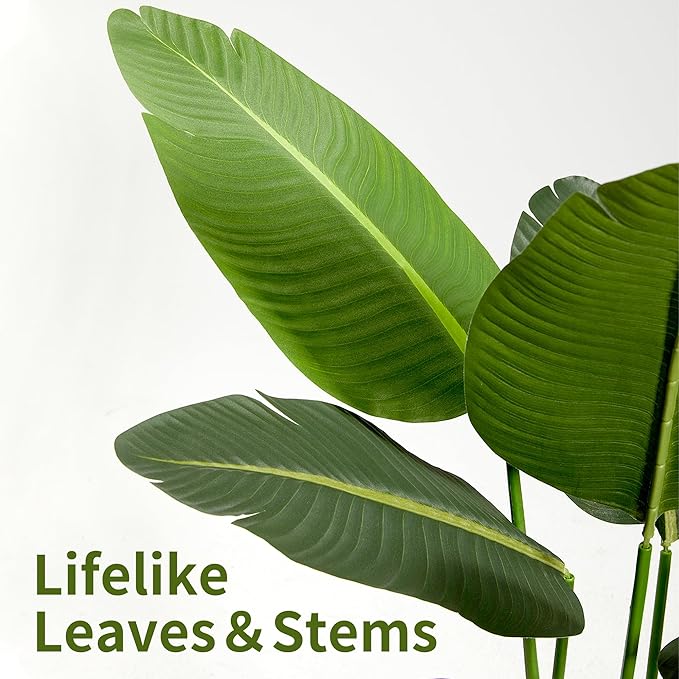 Worth Garden Artificial Bird of Paradise Plant 3.8ft, Set of 2 Faux Tropical Trees for Living Room and Office Décor, 45in Realistic Greenery for Indoor and Outdoor Spaces