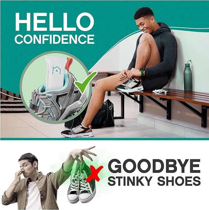 Shoe Deodorizer with Zeolites 2-Pack - Odor Eliminator, Air Freshener, Smell Absorber, Sneakers, Gym Bags, Soccer Cleats, Closets, Pet Area, Reusable - Shoe Deodorant