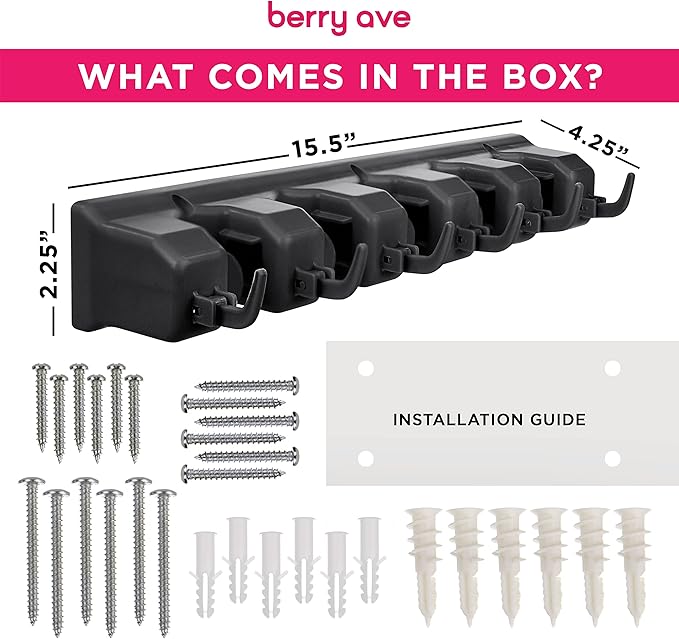 EXTRA GRIP Mop & Broom Holder Wall Mount - Wall Hanging Garden Tool & Utility Closet Organizer, Mop & Broom Hook, Broom Hanger Wall Mount, Mop Broom Organizer, Wall Mounted Broom Rack Mop Storage