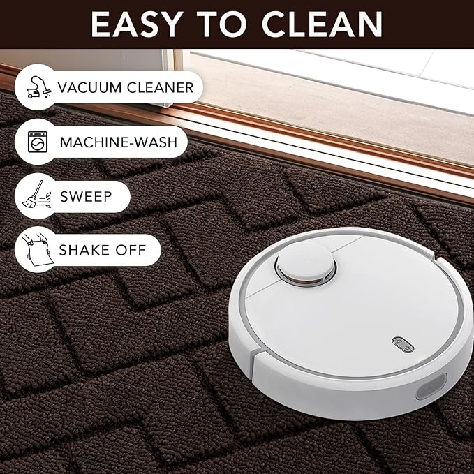 hicorfe Front Door Mat Outside Entrance,36"x59" Absorbent Muddy Dirt Resist Welcome Door Mats Outdoor Indoor,Stain and Fade Resistant,Non Slip Backing Entry Mat Doormat for Entryway(Coffee)