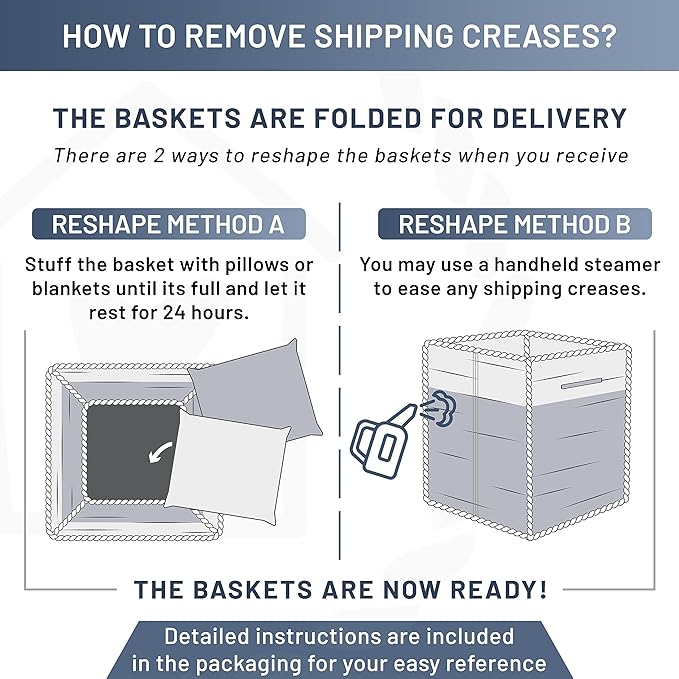 NaturalCozy 13x15x13 Kallax Storage Cubes Bins, 3 Pack | Cotton Rope Cube Storage Bin Woven Baskets for Organizing | Kallax Insert Storage Baskets for Shelves Organizer, Kids Toy, Closet Baby Nursery