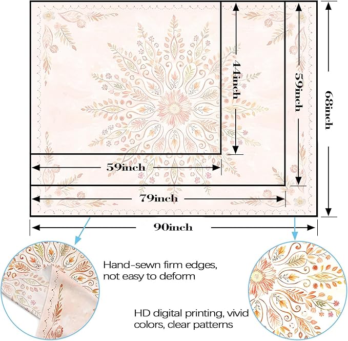 Lunerfex Floral Mandala Tapestry Boho Tapestry for Bedroom Orange Tapestries Wall Hanging Living Room Wall Art and Home Decor 70x90