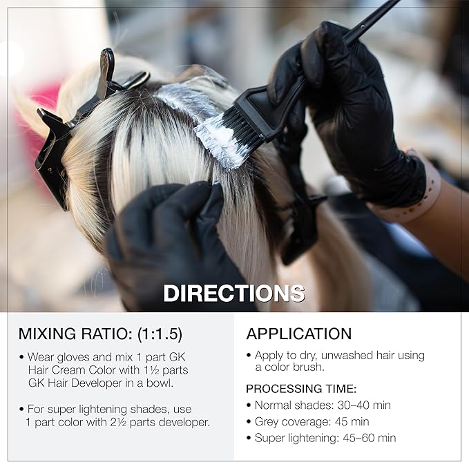 GK HAIR Global Keratin Natural 9 Very Light Blonde Hair Color Cream Tube (3.4 Fl Oz/100ml) + 20 Volume Developer (5 Fl Oz/150ml) - Professional Permanent Long Lasting Toner Dye