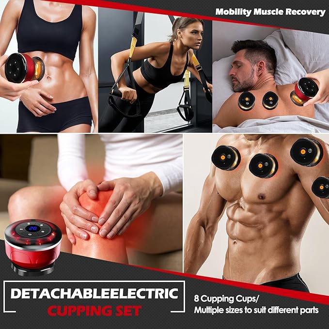 Smart Cupping Therapy Massager Set, 4 in 1 Cupping Kit for Massage Therapy, Portable Electric Cupper for Targeted Pain Relief, Knots, Aches, Muscle Soreness, Circulation & Tighter Skin