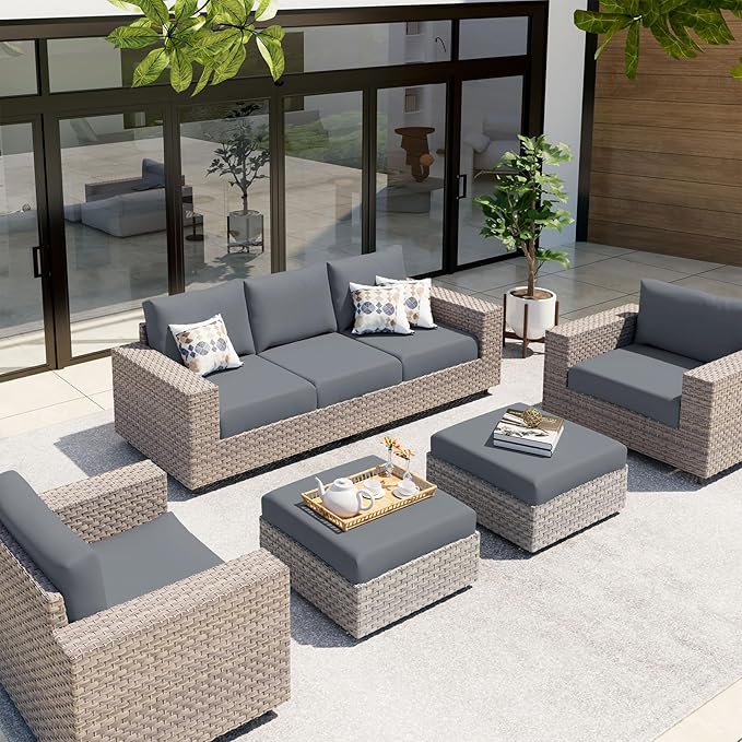 hyha Waterproof Couch Cushion Covers, Stretch Sofa Couch Seat Slipcover for Dog Washable, Non-Slip Waterproof Outdoor Cushion Covers for Patio Furniture Replacement (1 Piece for Small, Dark Grey)