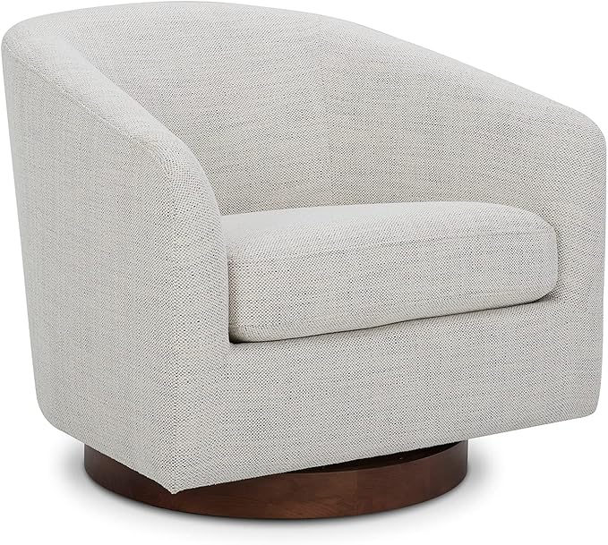 CHITA Swivel Accent Chair, FSC Certified Upholstered Fabric Barrel Chair for Living Room, Ivory