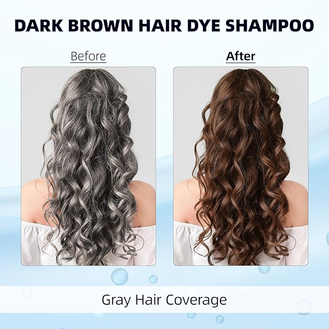 Ivnil Dark Brown Hair Dye Shampoo 3 in 1 for Women/Men Hair Color for Grey Coverage Seimi Permanent Instant Champu Para Canas Mujer for Men