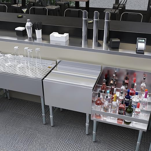 AmGood 18.5 in. x 24 in. Underbar Ice Bin with Sliding Lid | NSF | Stainless Steel Ice Chest with Sliding Lid