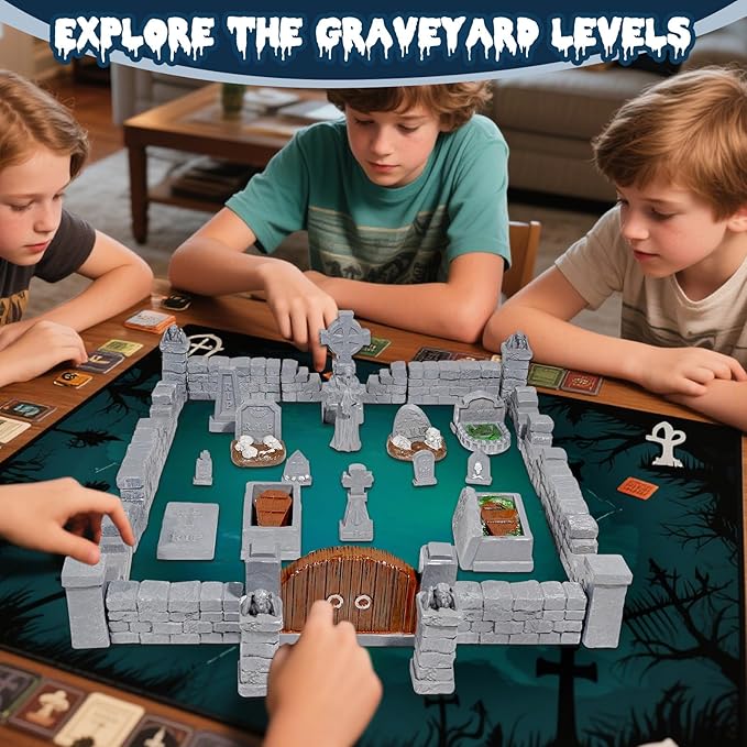 Warmtree 38 Pcs Graveyard Terrain Miniatures Set, Halloween Miniature Tombstones Figurine Mini Resin Tombstones for Diorama Supplies Miniature Graveyard Scene DIY Crafts Outdoor Decorations