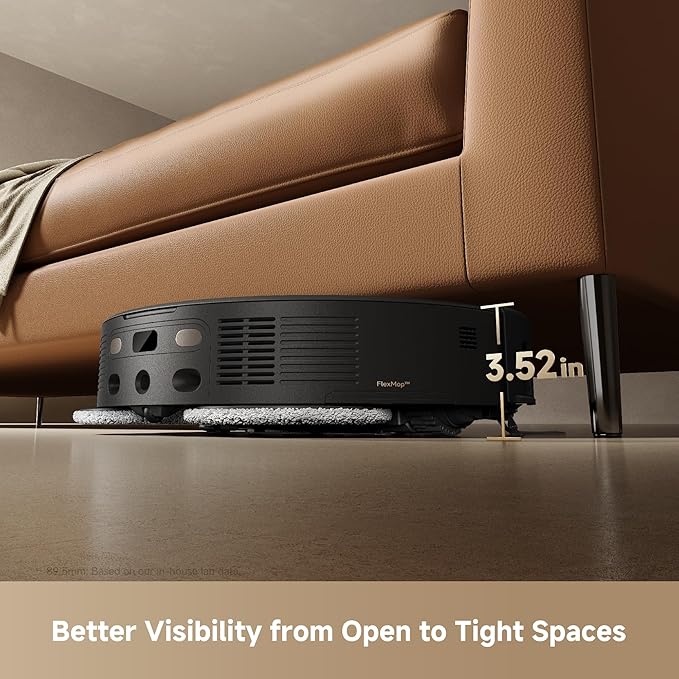 Mova V50 Ultra Complete Robot Vacuum and Mop Self-Cleaning, 24,000 Pa Suction, Liftable Navigation with Obstacle Overcoming and Warm Water Mopping with DuoSolution System Designed for Pets, Black