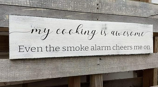 Funny Kitchen Sign, My Cooking is So Awesome, Farmhouse Kitchen Wall Decor,Rustic Quote Wooden Plaque Hanging for Housewarming (Cooking) 6x16 Inch