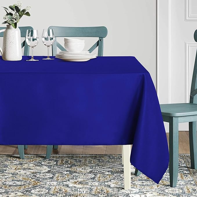 sancua Square Tablecloth - 54 x 54 Inch - Stain and Wrinkle Resistant Washable Polyester Table Cloth, Decorative Fabric Table Cover for Dining Tables, Buffet Parties and Camping, Blue