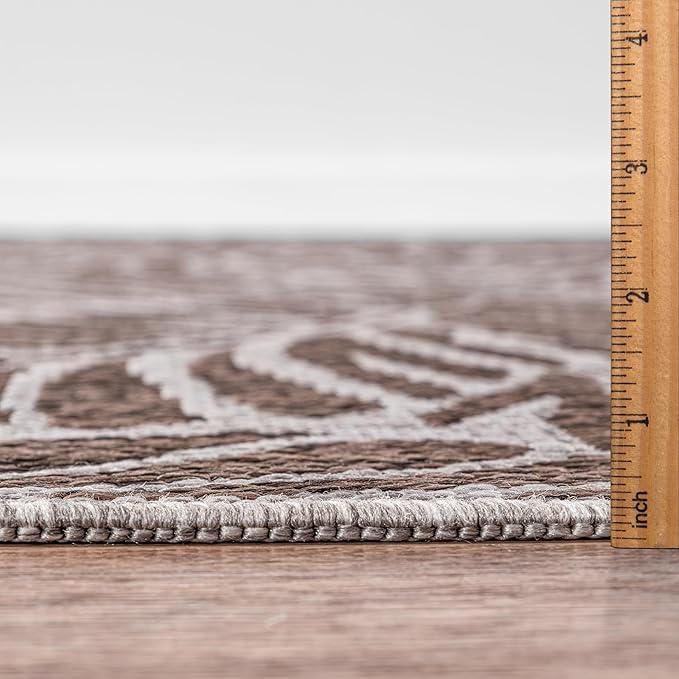 Keen Home Design Terrace Outdoor Round Rug - 5ft Round Washable Indoor/Outdoor Rug for Patio, Kitchen, Balcony, Beach, Garden, Deck and Porch, Size: 5'3" Round