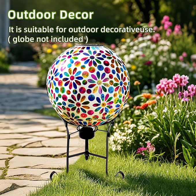 VOREEN 10" Gazing Ball Stand, Metal Gazing Globe Stand for 8-12 Inch Garden Gazing Globe, Outdoor Décor Garden Yard Accessories, Black