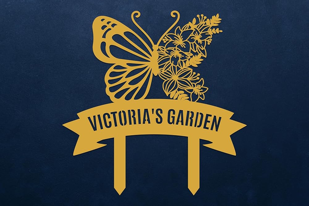 Personalized Metal Garden Sign with Stake, Custom Garden Decor for Outdoor, Custom Family Name Sign, Patio Decorations, Lawn Art, Farmhouse Decorative, Housewarming Gift (CstmDesign7)