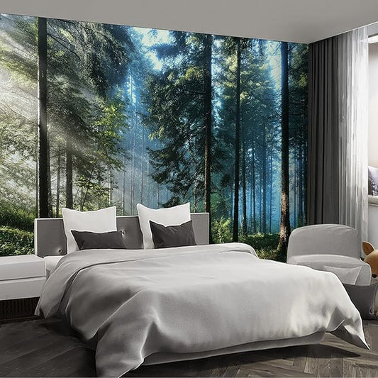 Forest Landscape Wall murals Woodland Tree Peel and Stick Wallpaper for Bedroom Living Room - 108"x157"