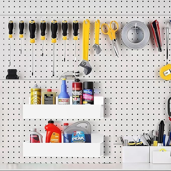 Magnetic Spice Rack Organizer for Fridge Seasoning Organizer for Kitchen Storage With Screw Magnetic Shelf for Oven, RV,Garage,Bathroom (White, 4pack)