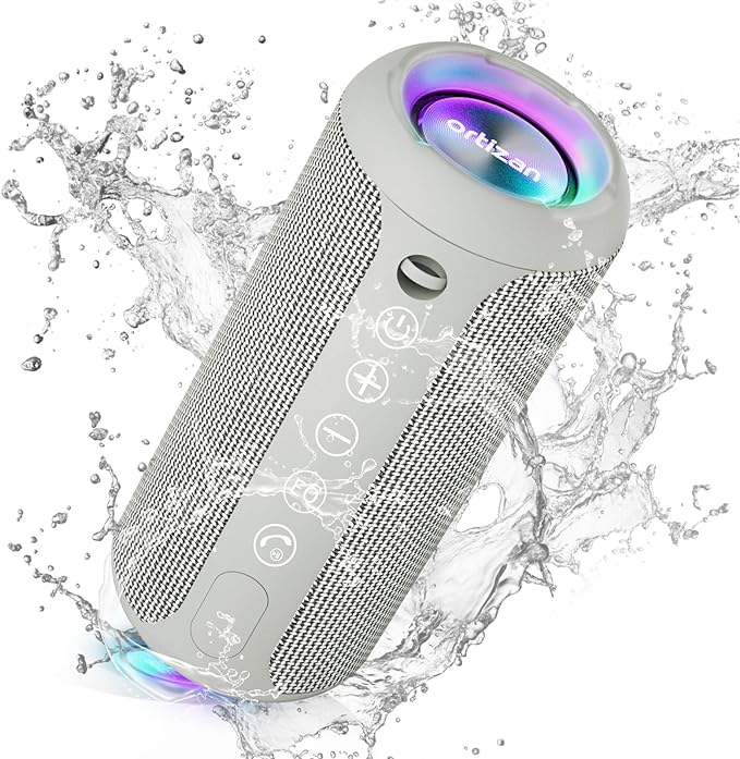 Ortizan Portable Bluetooth Speaker, IPX7 Waterproof Wireless Speaker with 24W Loud Stereo Sound, Outdoor Speakers with Bluetooth 5.0, 30H Playtime,66ft Bluetooth Range, Dual Pairing for Home