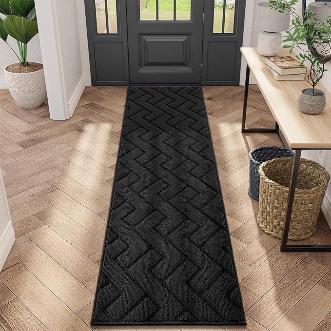 hicorfe Indoor Doormat,Front Back Door Mat Rubber Backing Non Slip Door Mats 20"x59" Absorbent Resist Dirt Entrance Doormat Inside Floor Mats Entryway Washable Low-Profile for Patio,Garden(Charcoal)
