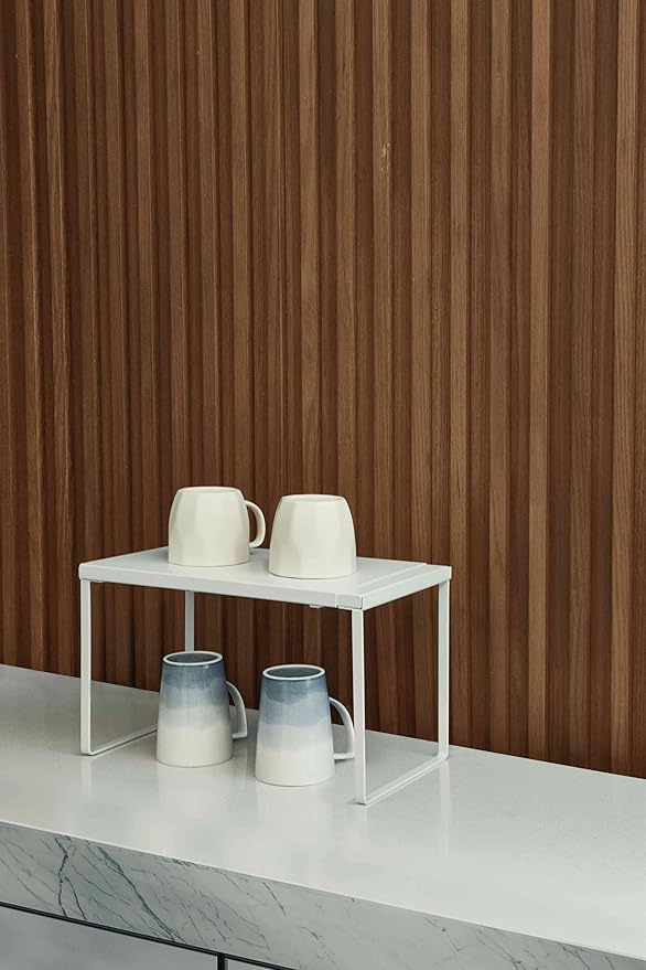 Nxconsu Cabinet Shelf Expandable Organizer Riser Rack for Kitchen Pantry Cupboard Under Sink Countertop Home Organization Extra Storage Space Saver Heavy Duty Metal Edgeless Design White Extra Large