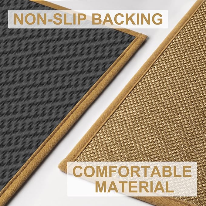 LEKEEPGO Door Mat 17"x29", Low-Profile Door Mat Indoor Entrance, Non Slip Rubber Backing Front Doormat Washable Absorbent Inside Indoor Resist Dirt Entryway Mat, Light Brown