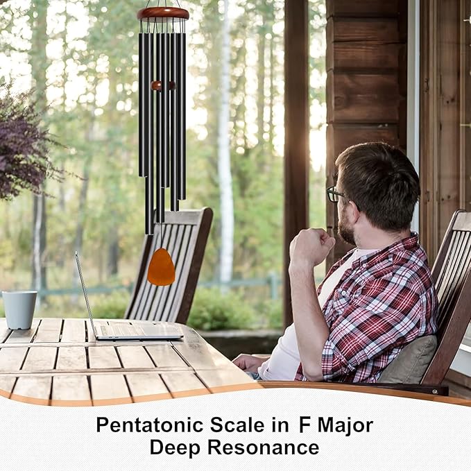 Wind Chimes for Outside Deep Tone, 50 inch Large Wind Chimes, 6 Heavy Duty Tubes Aluminium Metal Extra Large Wind Chime, Decoration for Garden, Patio, Yard, Gift for Mother's Day(Waterdrop)