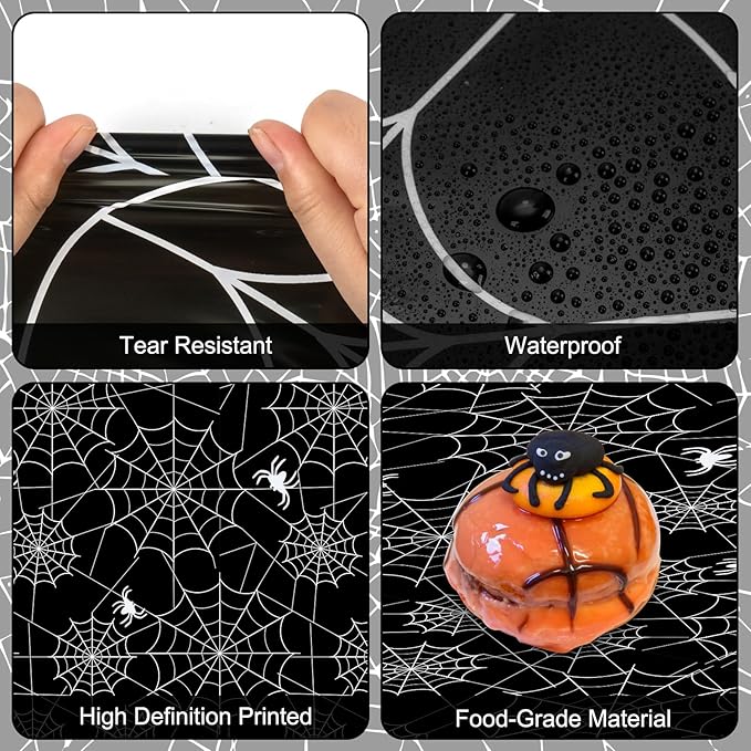 2 Pcs Halloween Tablecloth - Plastic Halloweens Spider Webs Table Cloth, Black Disposable Rectangle Spiderweb Table Cover for Halloween Party Decorations Supplies Favors Tables Decor, 108 x 54 Inch